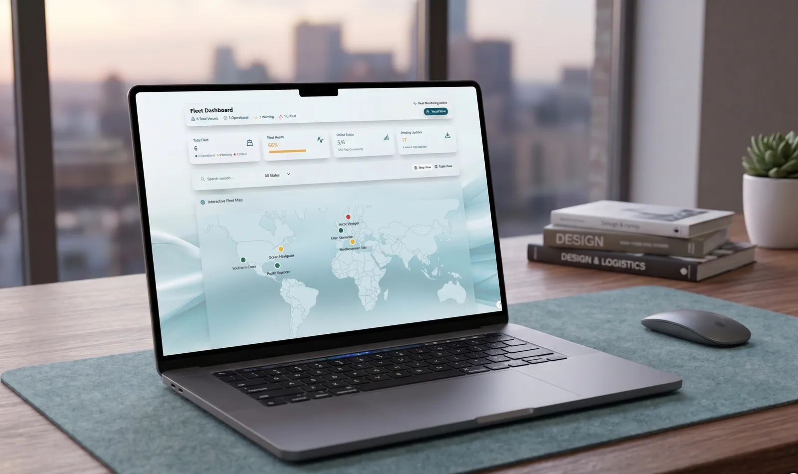 The DIDI Chart fleet dashboard, showing every vessel's chart status, fleet health and pending updates
